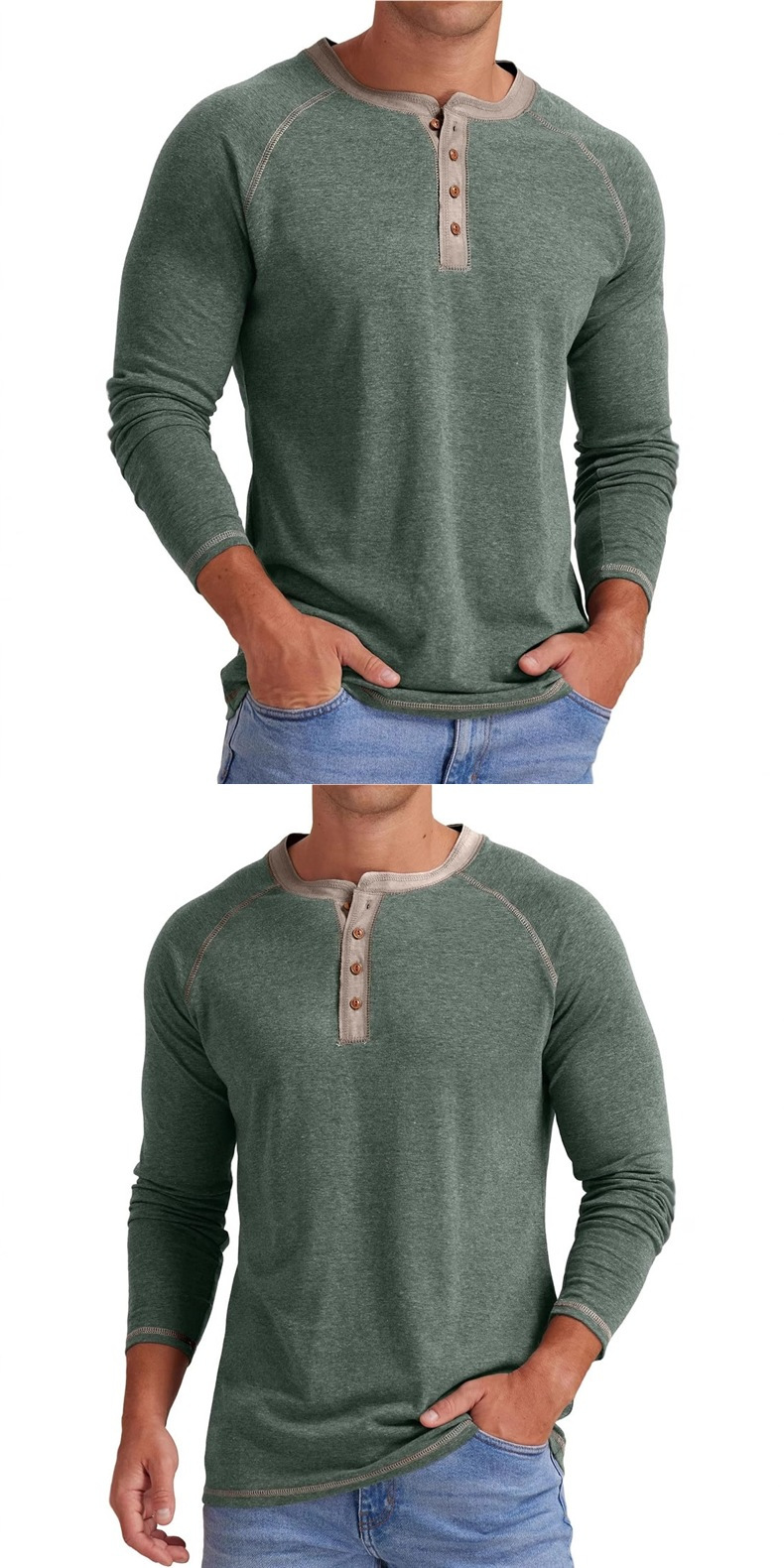 boy Zhongshan Cross-Border Clothing Autumn Winter Plus Size Long Sleeve T-Shirt European And American Men's Henley Shirt_voghion.com