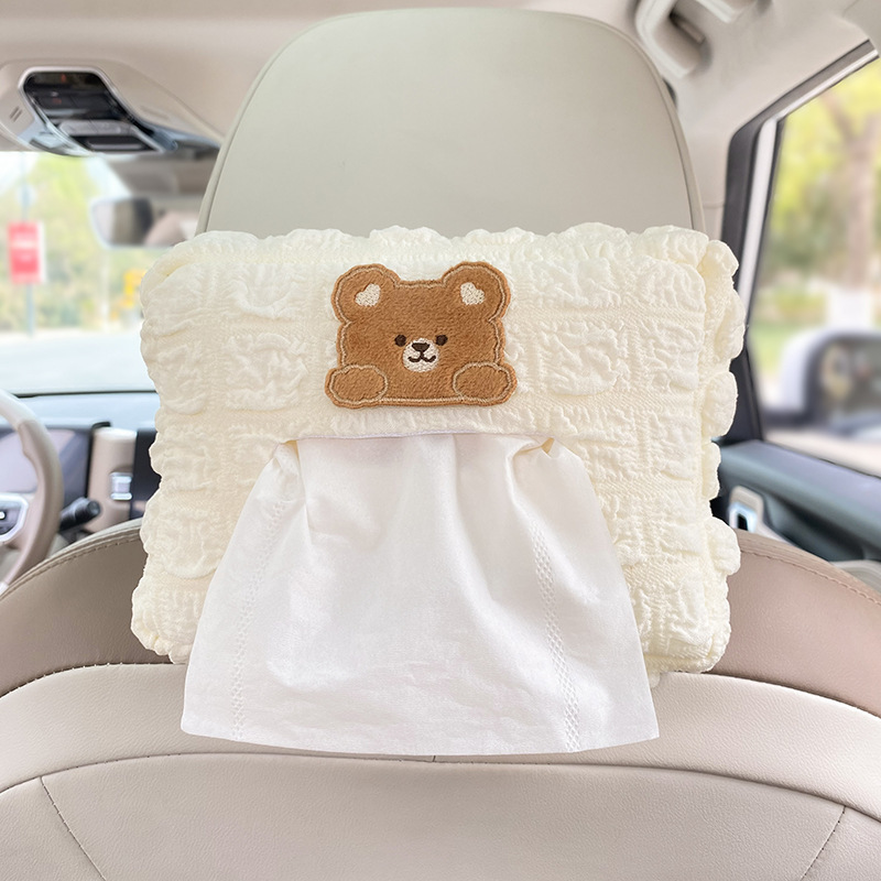 Caja de pañuelos para coche linda y sencilla caja de dibujo para coche colgante barandilla de almacenamiento de alta calidad suministros de decoración de coche