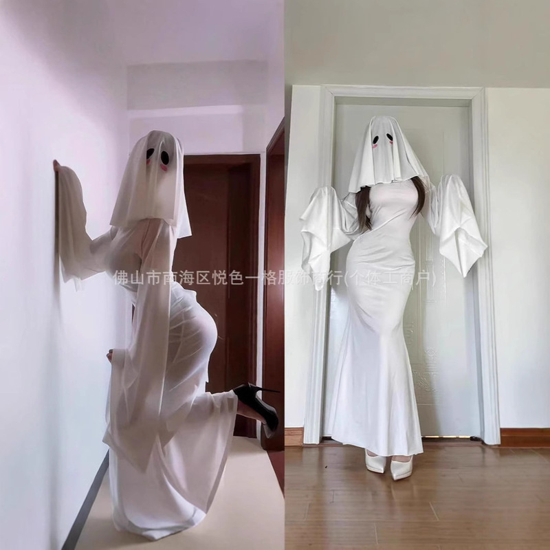 2025 Cross-border New Ghost Mother cos Halloween Cross-dressing cos Women's Wear Slim-fit Fishtail dress