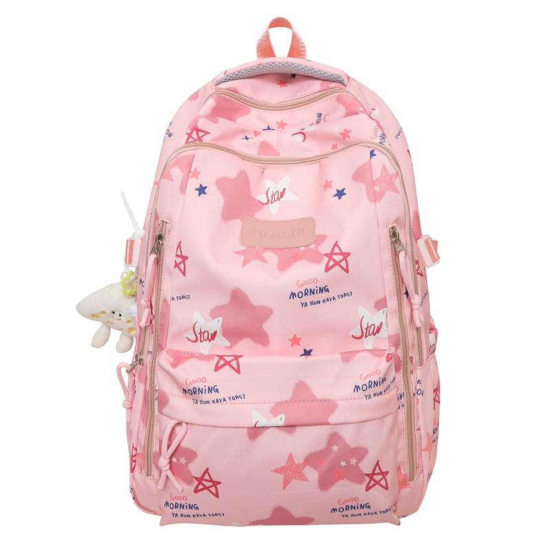 Mochila fresca de moda, mochila escolar para estudiantes de secundaria y preparatoria, personalidad de gran capacidad, impresión de corazón de niña, mochila de ocio al aire libre de viaje