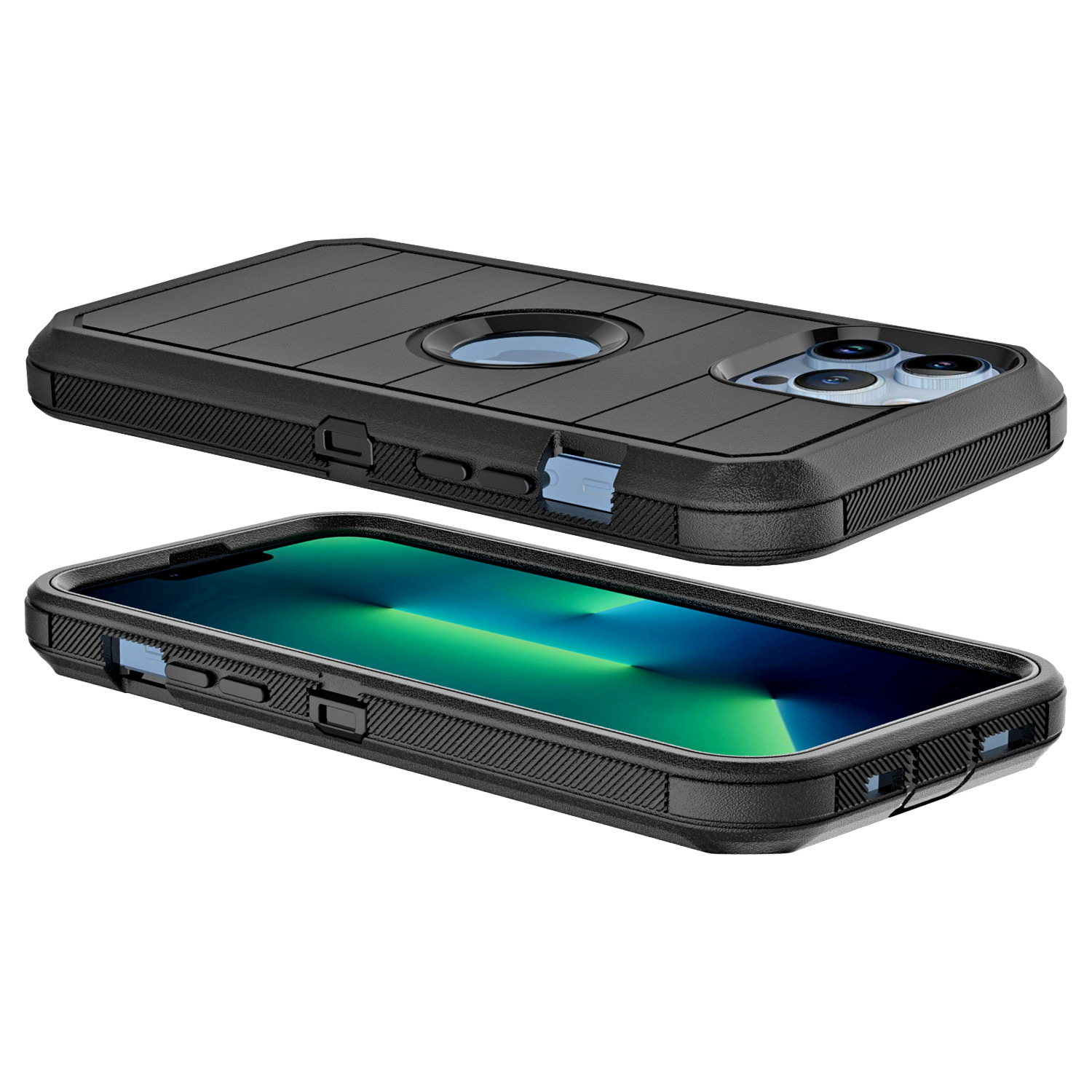 Aplicable a IPHONE 15 tres en uno Carcasa protectora de robot rayado tres en uno con clip trasero