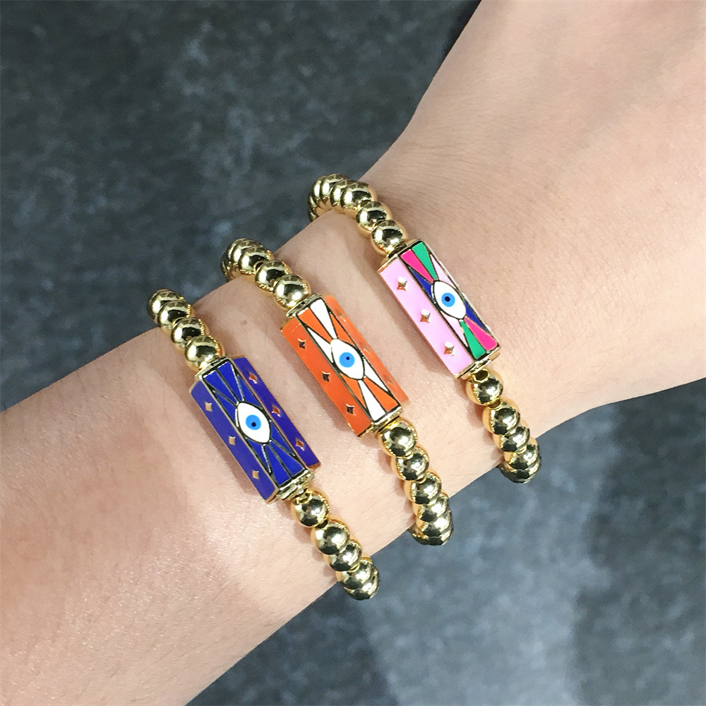 wholesale jewelry devilu0027s eye enamel beaded copper bracelet cnihaojewelry