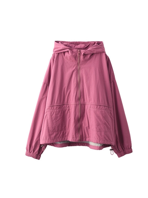 古咖服饰2025秋季复古棉质双层连帽短外套女装时尚抽绳摆长袖开衫|undefined