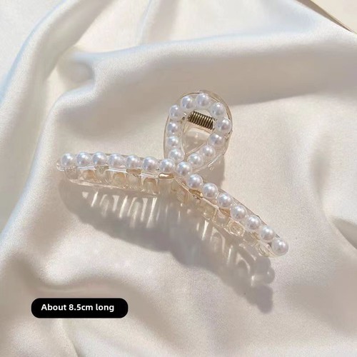 韩国优雅气质鲨鱼夹发抓发卡夹子头饰珍珠发夹后脑勺洗澡网红抓夹