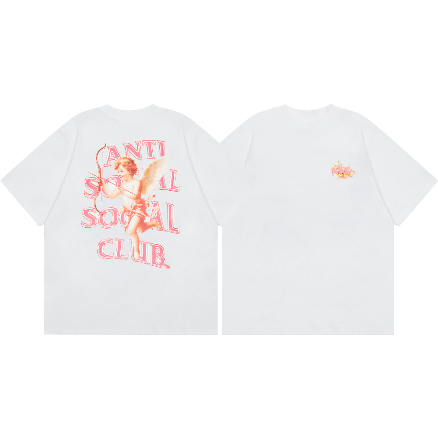 Versión correcta ASSC Club de dibujos animados relámpago impresión conjunta cuello redondo de los hombres Jersey pareja manga corta Camiseta moda