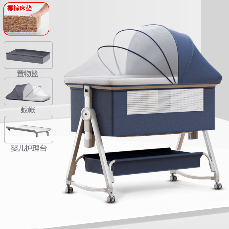 Cuna móvil Cuna portátil Cuna para bebé Cama plegable multifuncional bb Cama grande de costura para niños recién nacidos