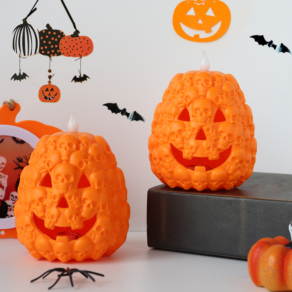 Transfronterizo nueva lámpara de calabaza de Halloween decoración cráneo lámpara de noche fiesta atmósfera diseño accesorios lámpara de pony