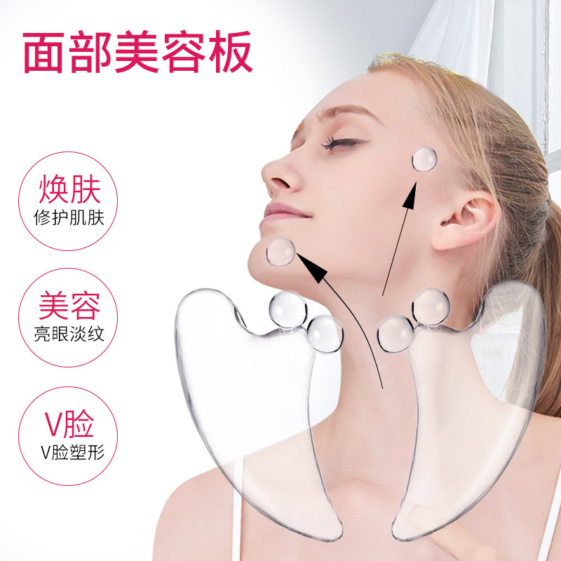 Tabla de masaje facial transparente de cristal, herramienta especial para lifting y estiramiento de tendones, tabla de belleza para masaje ocular y facial con puntos de meridianos.