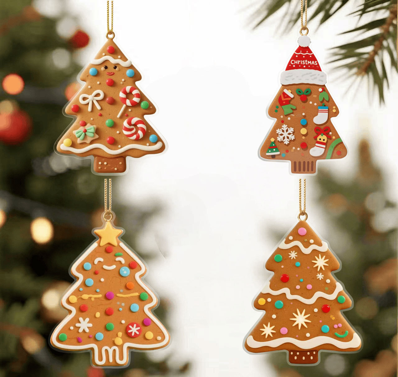 Ventas transfronterizas de árbol de jengibre acrílico colgante decoración de Navidad decoración de árbol de Navidad para el automóvil colgante image 10