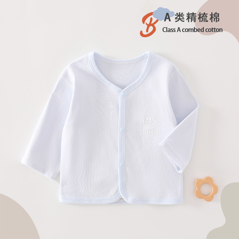 Single Layer Cotton Sweat Absorbing Spring and Autumn Baby Air Conditioner Small Cardigan Newborn Baby Clothes Long Sleeve Jacket Single Piece Top