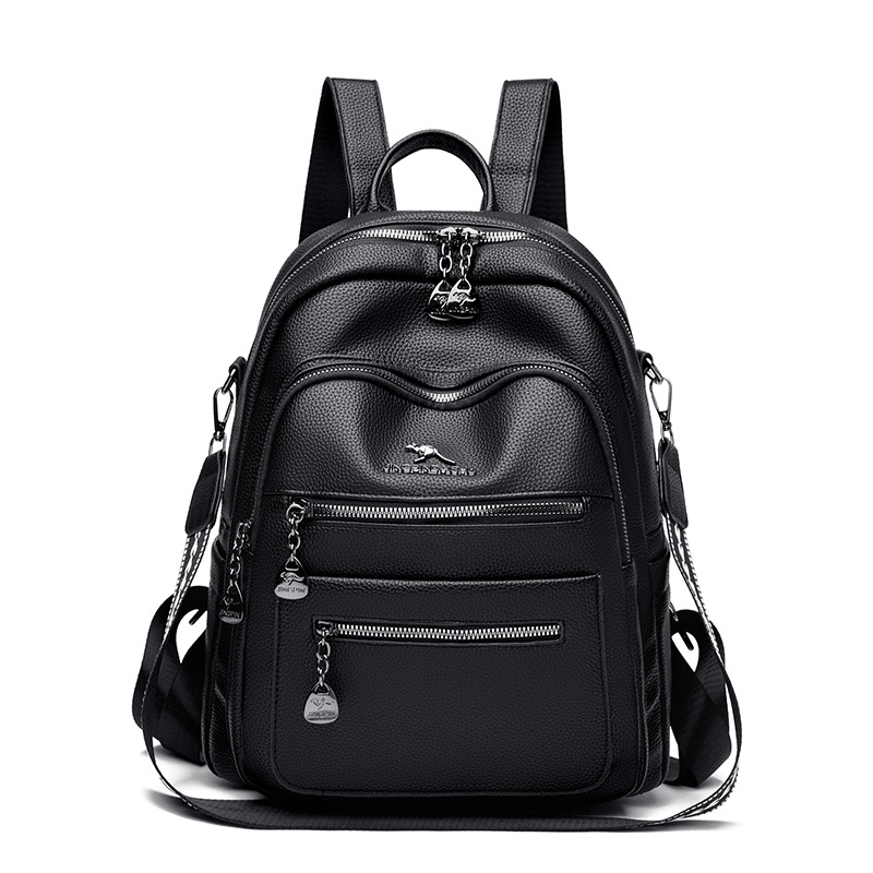 Textura transfronteriza mochila de cuero suave, mochila de damas, 2025 nueva moda, ocio, moda, mochila multipropósito de viaje