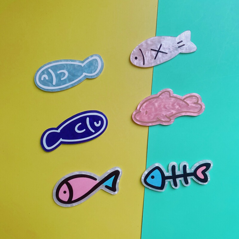 Cartoon cute fish bone diy hairpin girl broken hair clip fun small fish bangs clip headdress accessories material