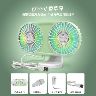 Digər kiçik elektrik cihazlar USB double head fan - green