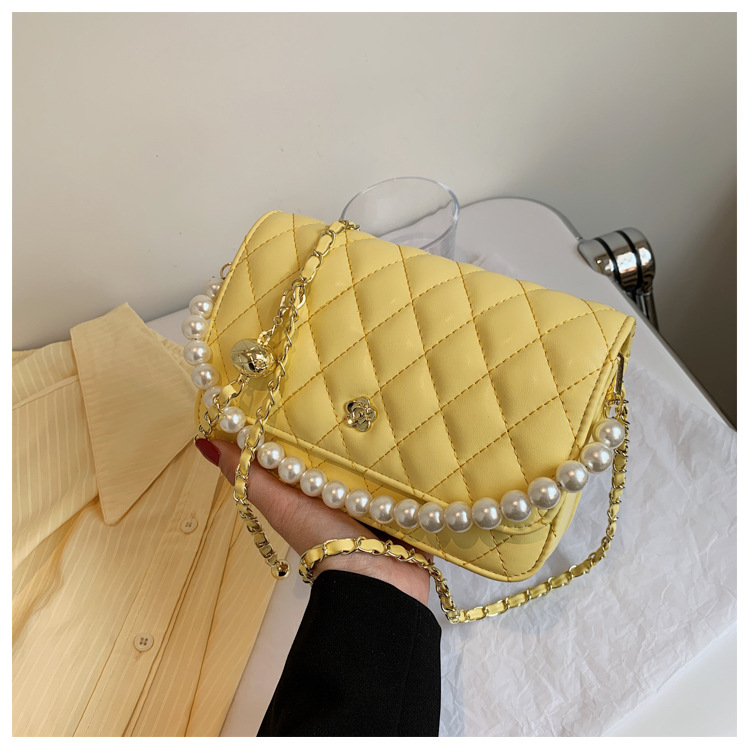 Fashion Pearl Chain Rhombus Embroidery Thread Messenger Small Square Bag Wholesale display picture 43