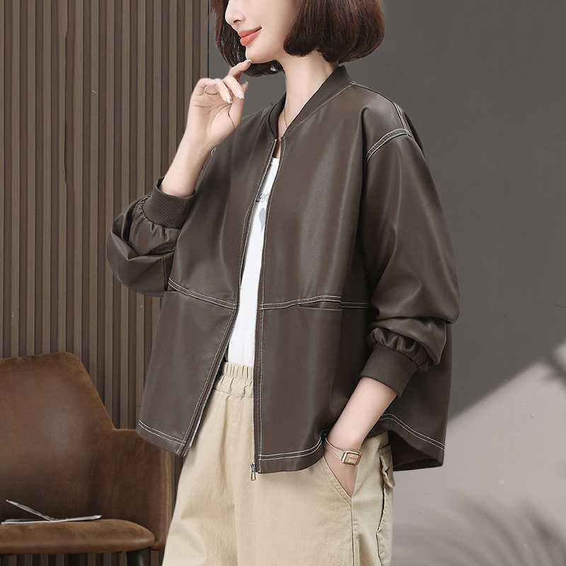 Leather coat for women early spring and autumn casual all-matching small 2024 New design fashion motorcycle clothes top