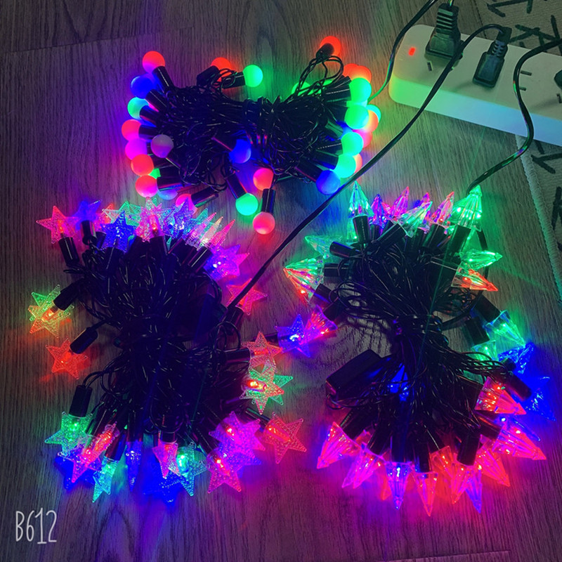 Factory Direct Supply Led String Lights Plug-In Outdoor Waterproof Five-Pointed Star Triangle Tree Round Ball Christmas Garden Atmosphere Lights