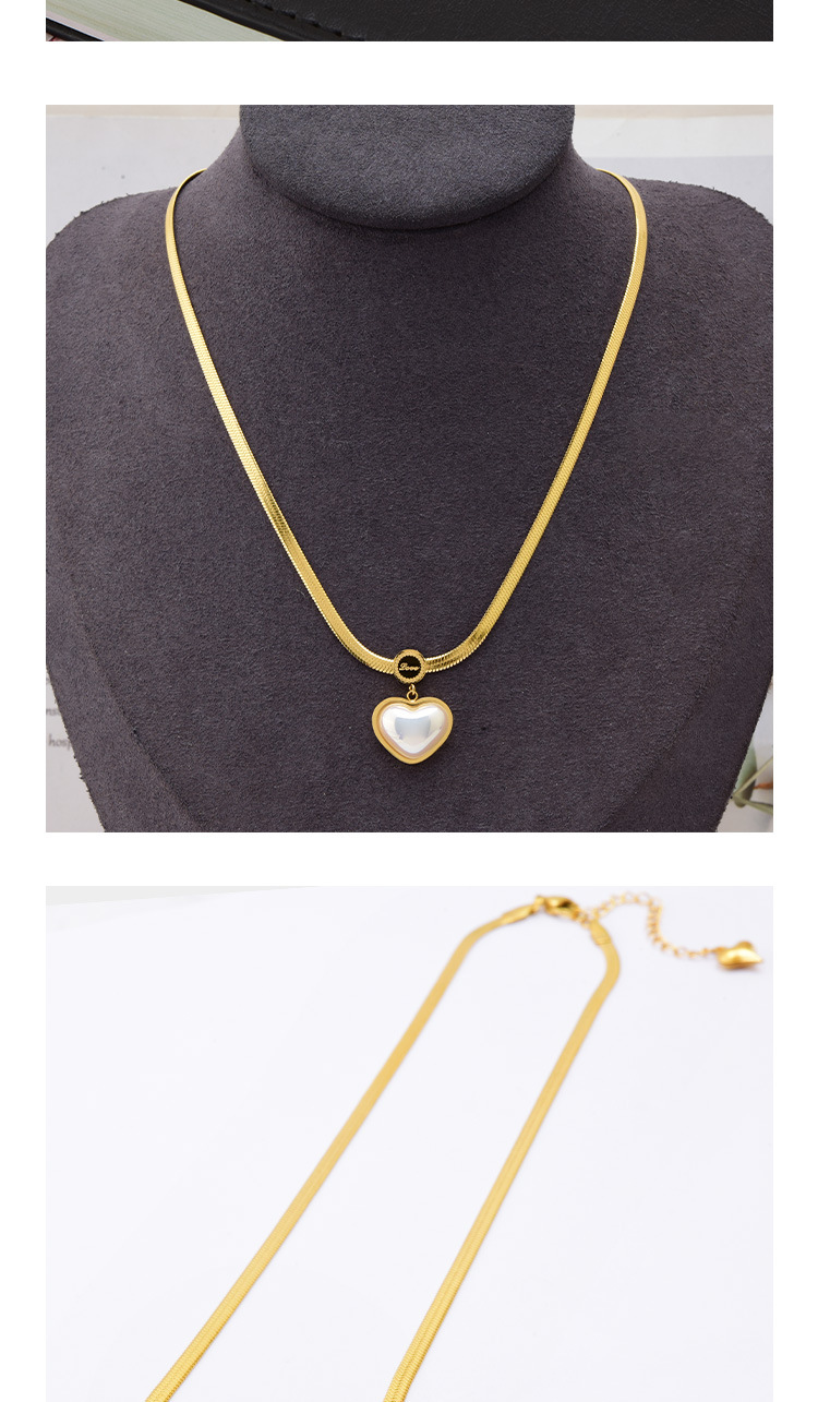 Wholesale Jewelry Fashion Heart Shape 304 Stainless Steel Artificial Pearls 18K Gold Plated Inlay Stainless Steel Jewelry Sets display picture 2