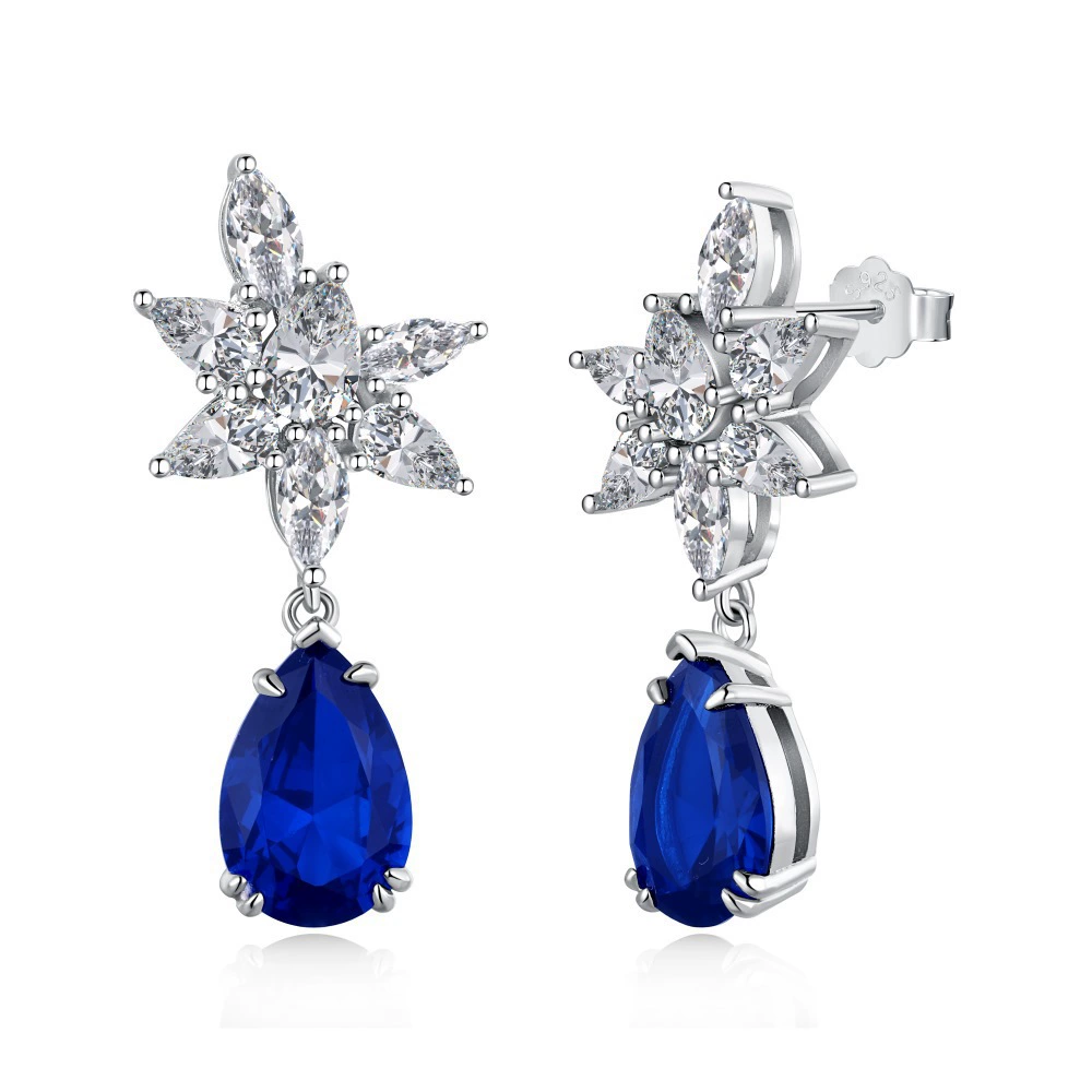 Серебряные серьги с каплей, стильный универсальный ретро камень с zircon, французский стиль, пробы 925