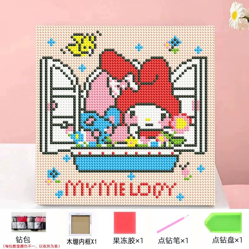 Набор алмазной мозаики DIY Kuromi и мультфильмы 20×20 см, рамка-наклейка, детское творчество