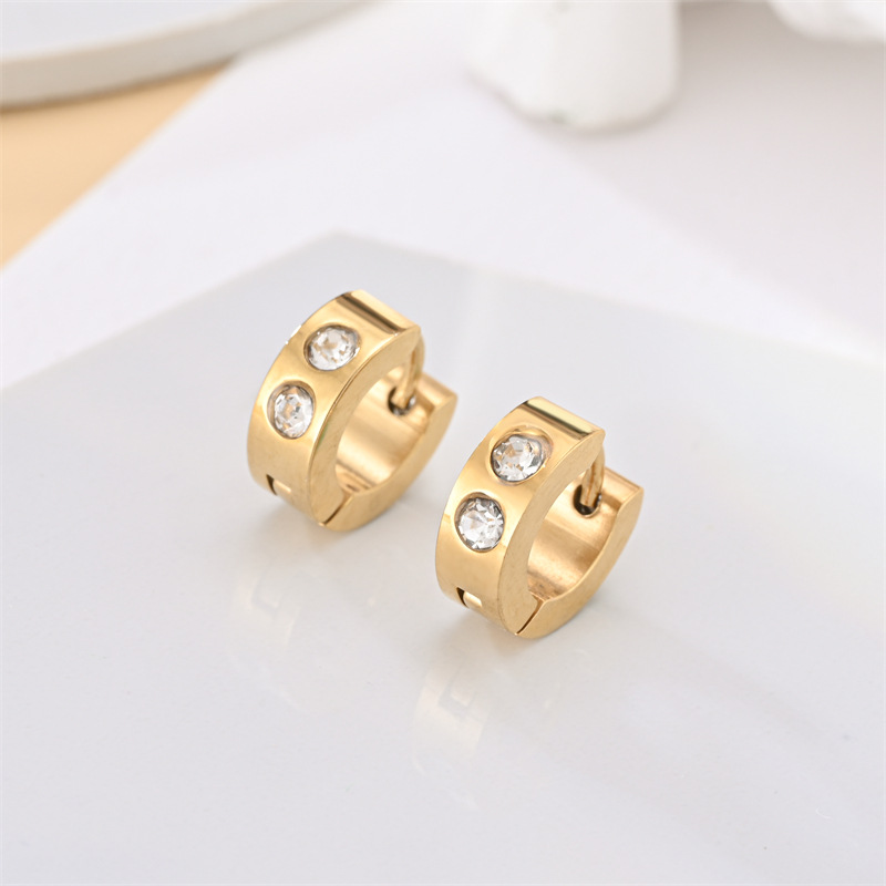 4g Weight 304 Stainless Steel Ear Needle Material Zircon Inlay Material Earrings Classification 1 Pair Quantity Daily Occasion 304 Stainless Steel Material Geometric Pattern All Seasons Season Unisex Gender Plating, Inlay Design Simple Style Style 1 Pair Simple Style Geometric Plating Inlay 304 Stainless Steel Zircon Earrings 11