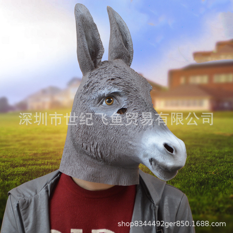 Máscaras de baile de Halloween máscaras de cabeza de burro máscaras de cabeza de látex máscaras de cabeza de animal espectáculo muñecas enteras