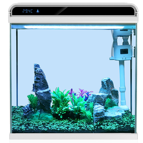 Forest super white glass goldfish tank living room mini small desktop home aquarium ecosystem water change free landscape tank