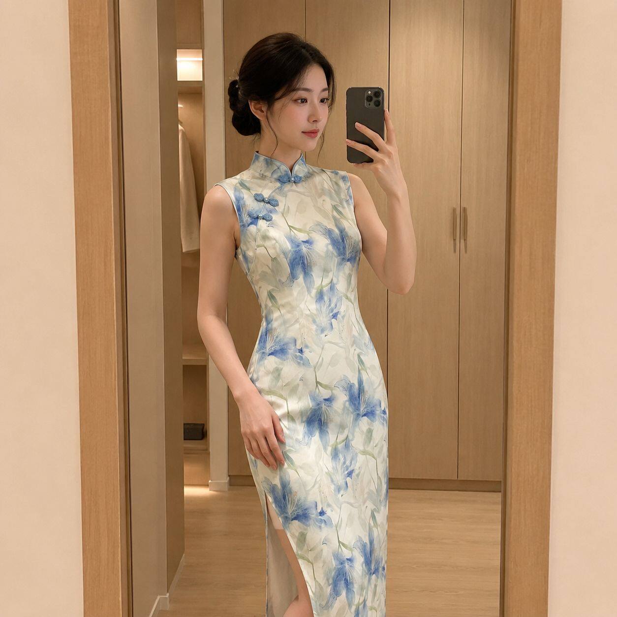 青花瓷改良旗袍女新中式连衣裙清冷感国风女装气质绝美气质包臀裙