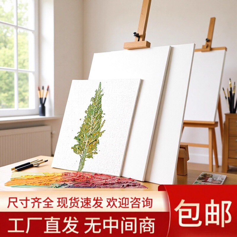 厂家直销批发学生画室油画板油画布纯棉帆布画板空白棉3mm油画板|undefined