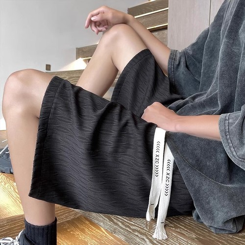 Men's Summer Thin Quick-Dry Crepe Ice Silk Five-Finger Shorts, American Style Fashion Brand Loose Casual Sport Pants