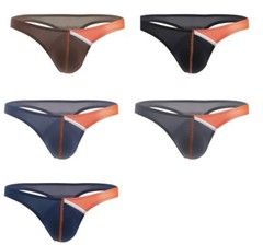 外貿EABY亞馬遜U凸薄冰絲低腰外貿男士內褲丁字褲E042【五條裝】