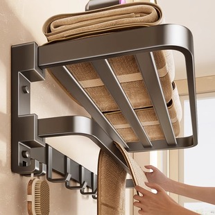 ♡ Gun Gray Towel Rack, No-Drill Bathroom Storage Rack, Toilet Towel Rack, Space Aluminum Storage Shelf 34