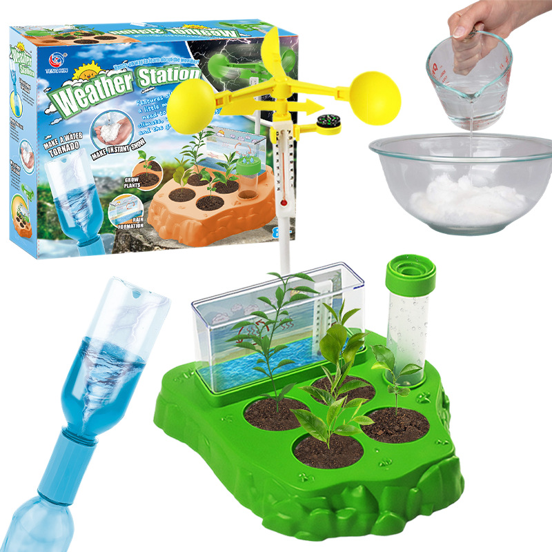 Niños DIY ciencia física 14 en 1 juguetes experimentales químicos plantas transfronterizas ecológicas estación meteorológica observador juguetes
