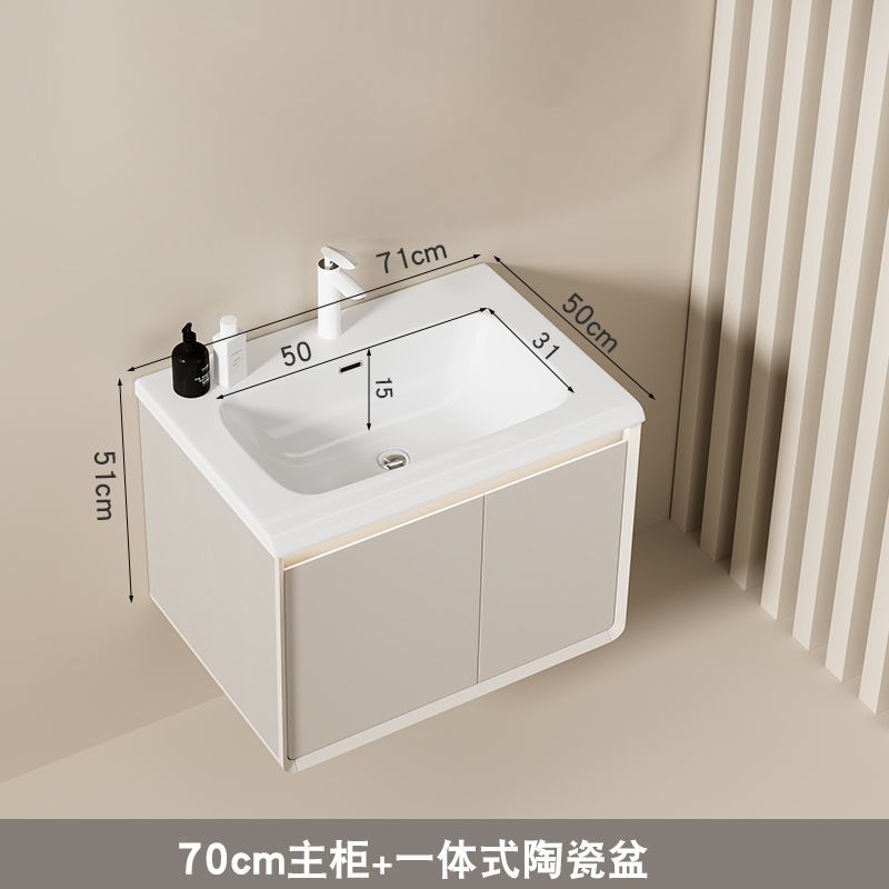 Color crema 70 gabinete + grifo + Válvula de ángulo