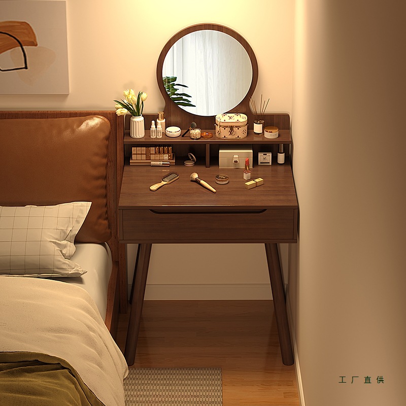 Dressing Table Modern Simple Small Bedroom 60cm Mini Dressing Table Solid Wood Color Rental Room Small Apartment Dressing Table