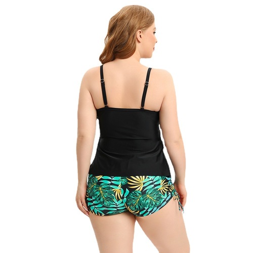 Geman European and American new cross-border large size swimsuit for women plus fat conservative three-layer ruffled lace split swimsuit