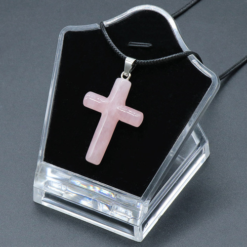 1488-Natural crystal 40mm large round cross pendant diy necklace pendant keychain jewelry wholesale