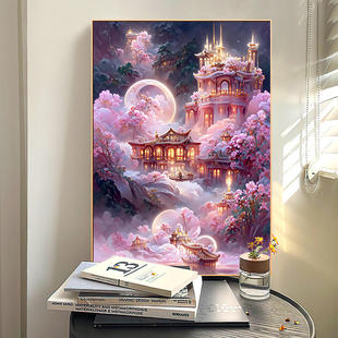 Diamond painting 2023 new full diamond dream palace 5d stick diamond cross stitch living room bedroom small handmade landscape painting