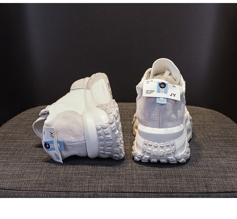 Giày sneaker chunky đế dày nữ mũi tròn tăng chiều cao mùa hè 2025 — M2376 màu vàng, M2376 màu be, M2376 màu xanh lam, M2376 màu hồng chi tiết 13