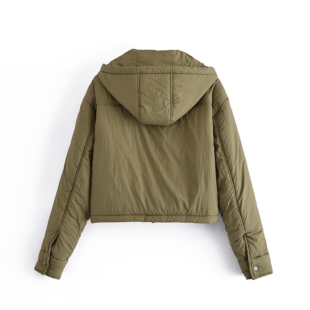 Ladies Polyester Fashion Hooded Cotton Jacket 5