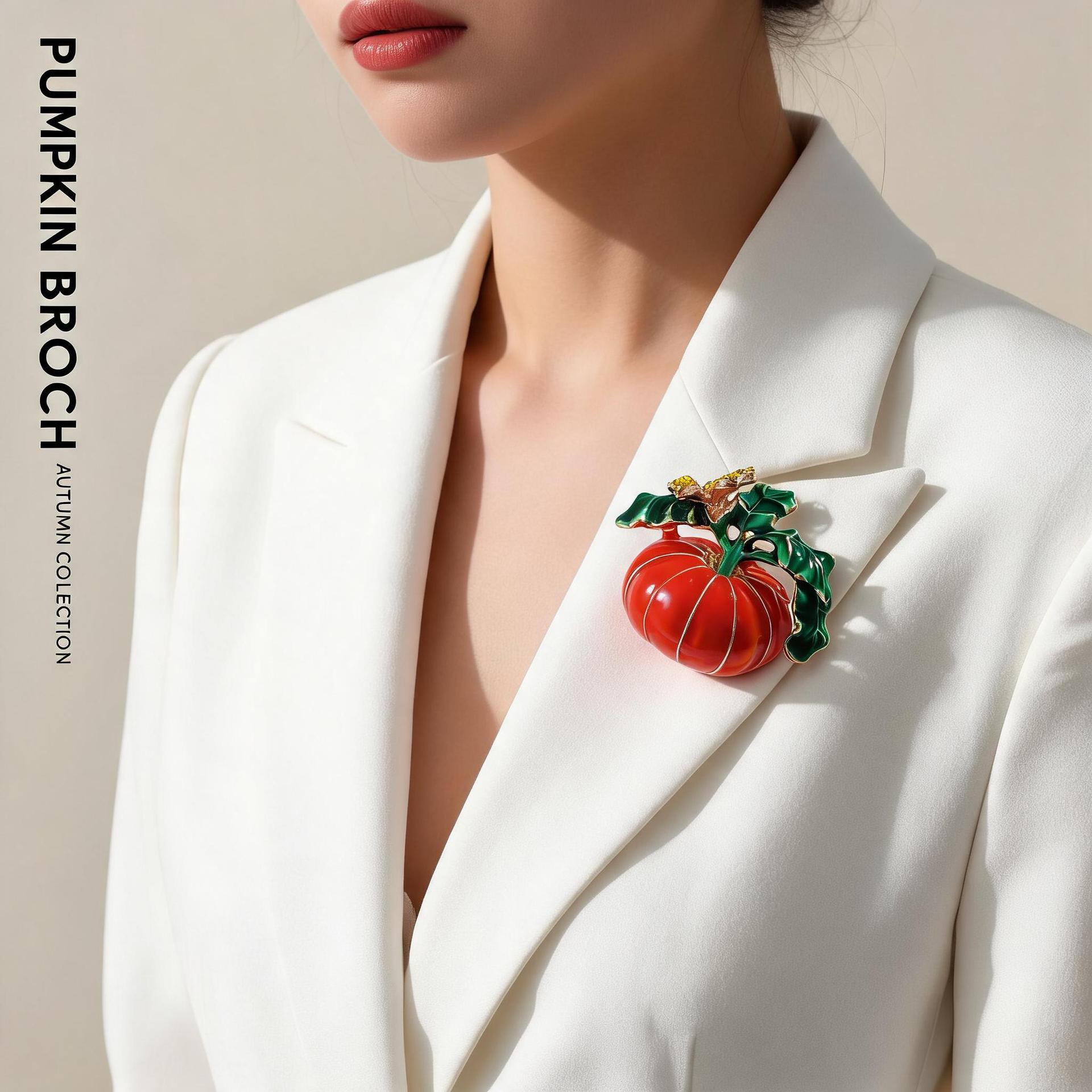 Pumpkin-Themed Brooch with Exquisite Enamel Painting, High-End and Elegant Halloween Accessory with Creative Holiday Flair