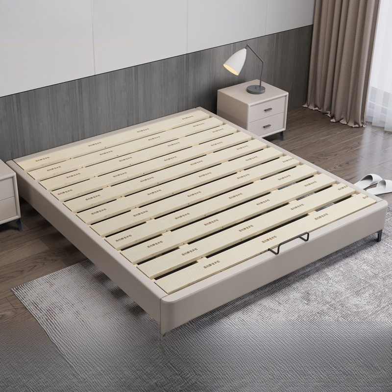 Modern Minimalist Single and Double Low Beds Without Bedside, All Solid Wood Tatami Bedroom Bay Window Frame Bed Frame