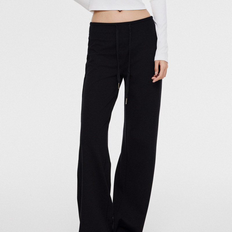 Asomesome American-Style Black Slightly Flared Straight-Leg Low-Waist Sweatpants for Women, Gray Slim-Fit Casual Relaxed Sports Pants