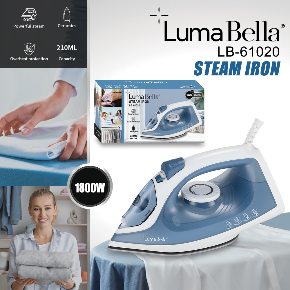 Cross-Border Lumabella61020 Electric Iron Household Steam Ceramic Iron 1800W Fast Wrinkle Removal Iron
