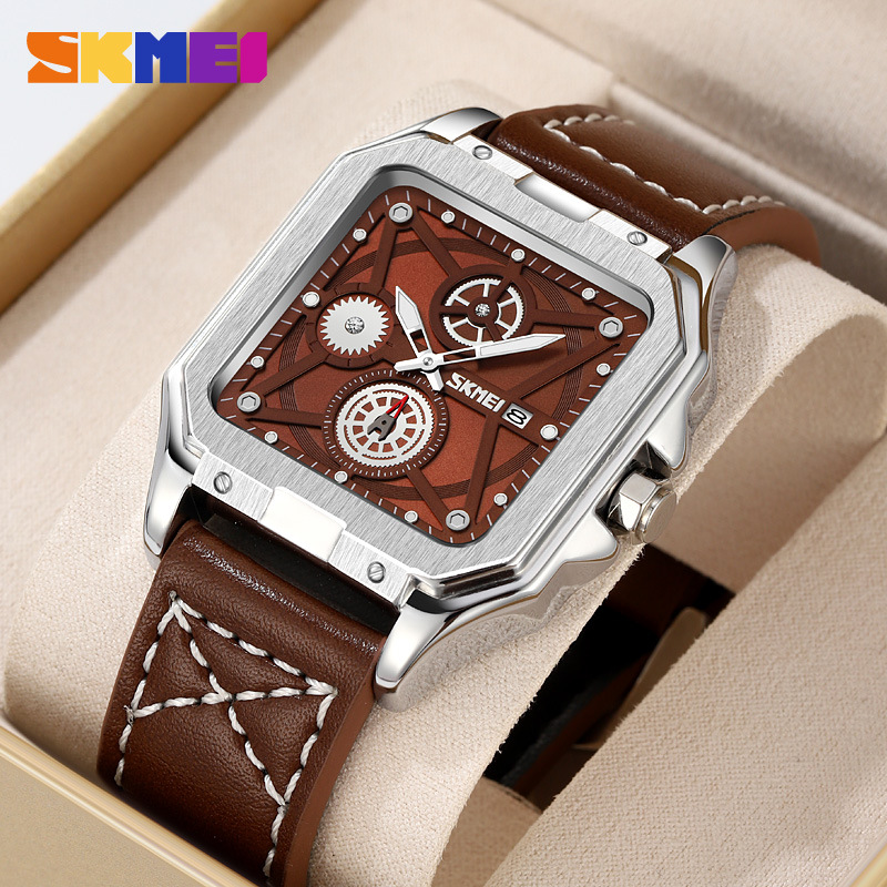 Momento Meiyuan fábrica de reloj de pulsera de engranaje cuadrado para hombres correa retro impermeable relojes de cuarzo transfronterizos en stock