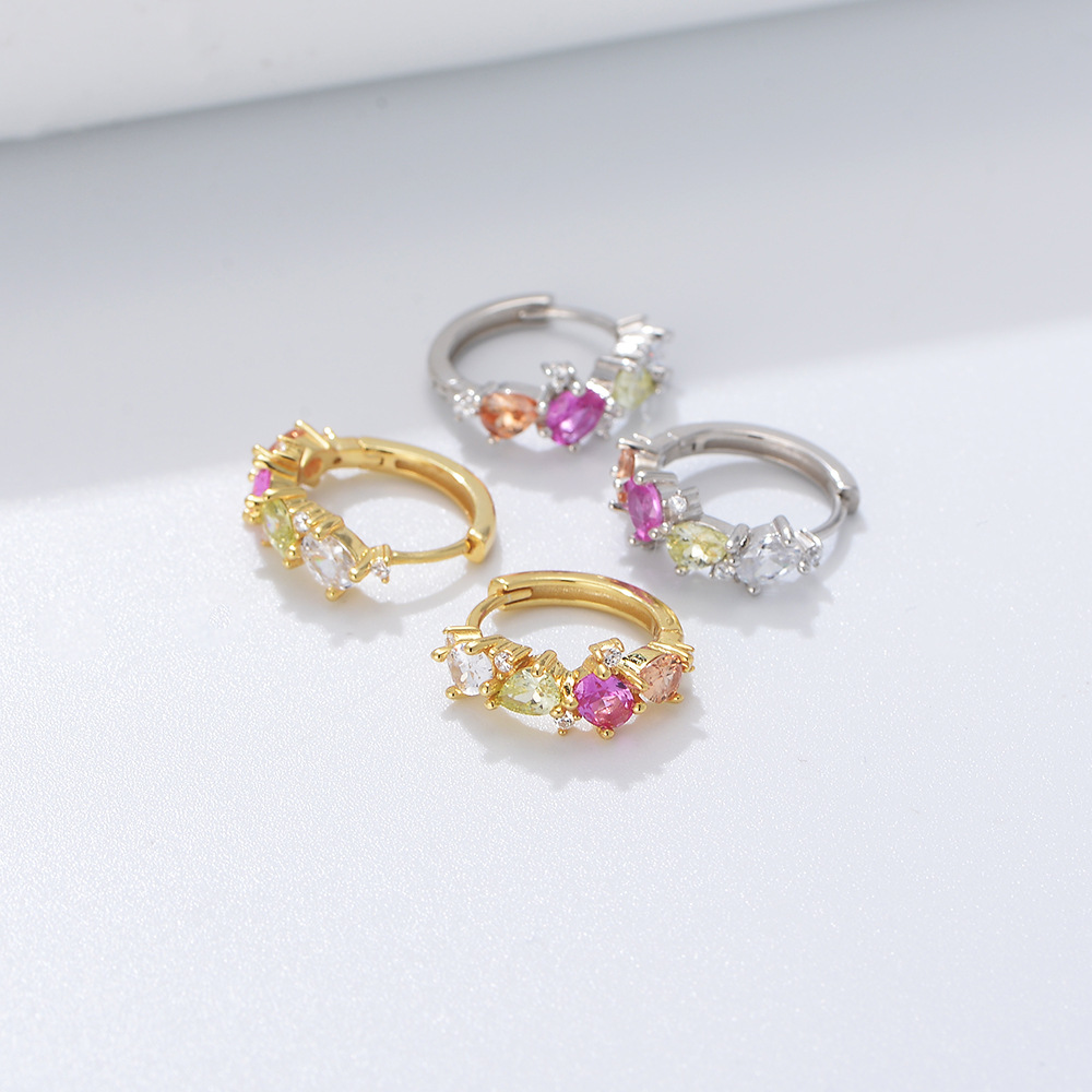 S925 plata esterlina colorido circón pendientes ins elegante de alto grado de las mujeres Mori Hadas pendientes sentido del diseño