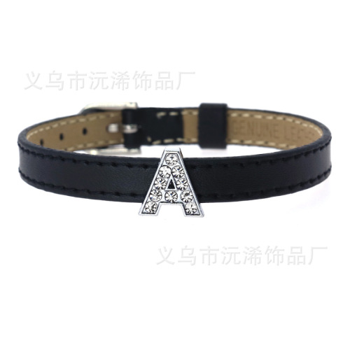 8mm English Letter Accessories Water Drill Letter Bracelet Alloy Letter Jewelry DIY Letter Wristband Necklace