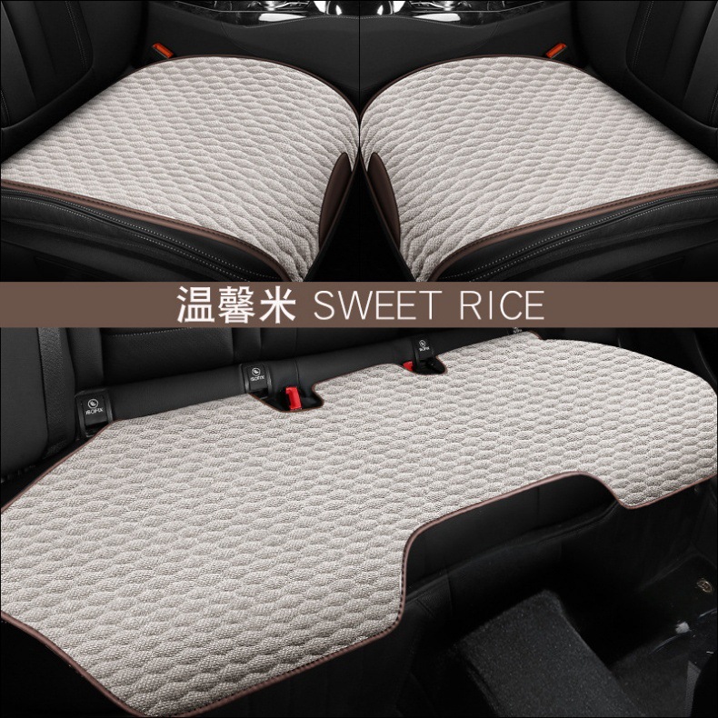 Car Seat Cushion, Universal for All Seasons, Fully Enclosed, Ventilated and Breathable, Made of Cotton and Linen Material, Car Cushion, Cotton and Linen Seat Cushion for Car