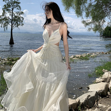 白色露背吊带连衣裙女夏埃及风泰国大理洱海三亚海边度假沙滩长裙