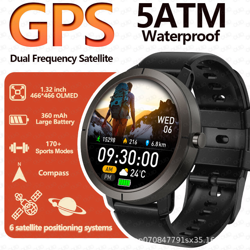 Dm76 Smart Watch Gps Sports Health Compass Altitude Barometric Pressure Waterproof Flashlight Smart Watch Utan