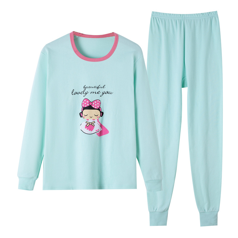 Ropa de otoño juvenil pantalones largos conjunto de ropa interior para niños medianos y grandes niños y niñas suéter de algodón niñas suéter línea conjunto de pantalones